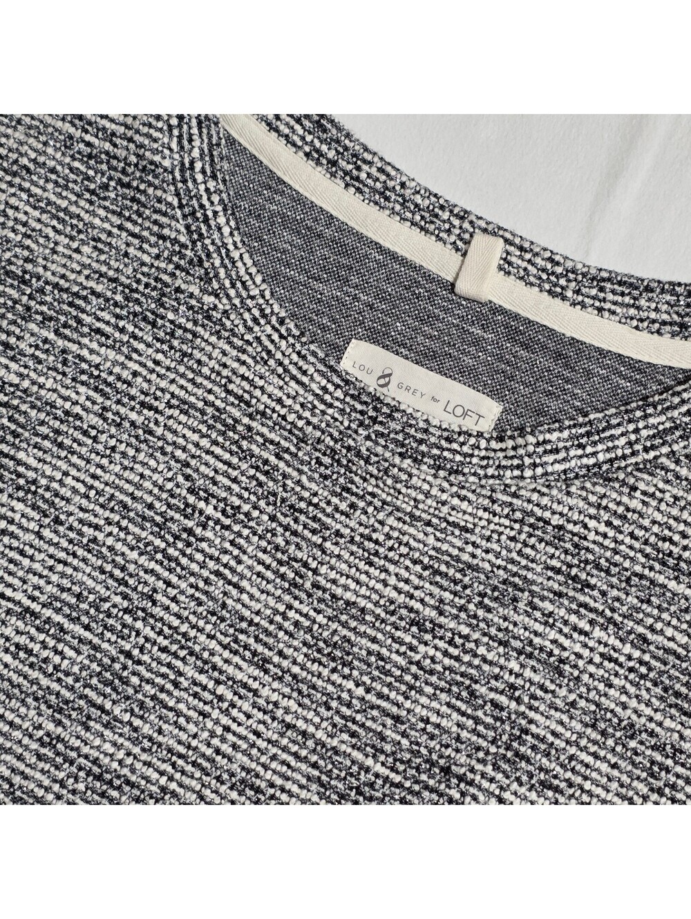 Lou & Grey for LOFT Medium Black and White Knit Pullover Sweater